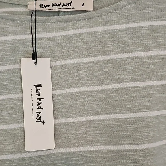 NWT Three Bird Nest Dreamy Daze Striped Sage Green Women's Top - Picture 9 of 16